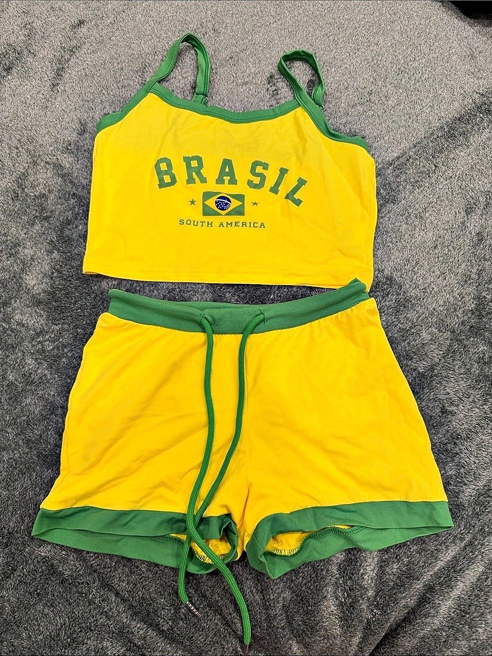Brasil Yellow & Green Shorts Set Size XS